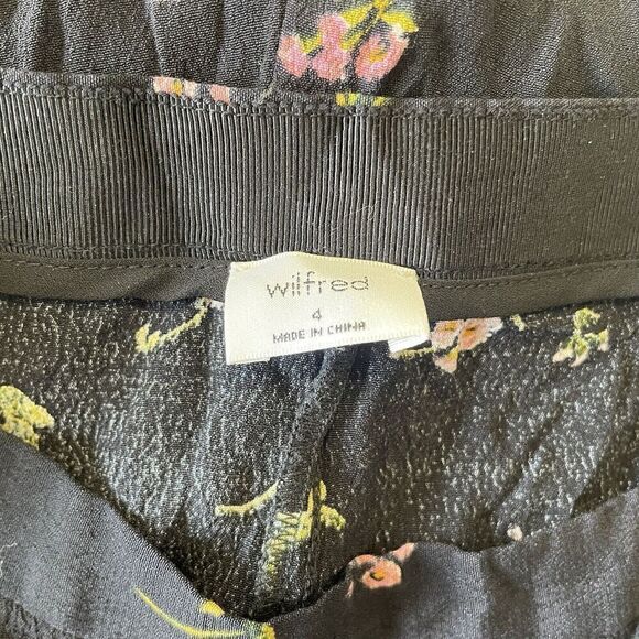 Aritzia Wilfred Womens Pants Pernelle Wide Leg Floral  Black Claremont Sz. 4 - Picture 8 of 10